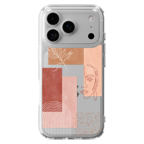 Rose Abstract Collage Clear Phone Case shown on iPhone 17 Pro