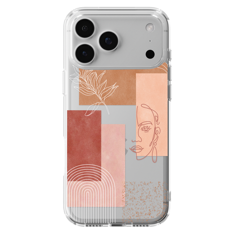 Rose Abstract Collage Clear Phone Case shown on iPhone 17 Pro Max