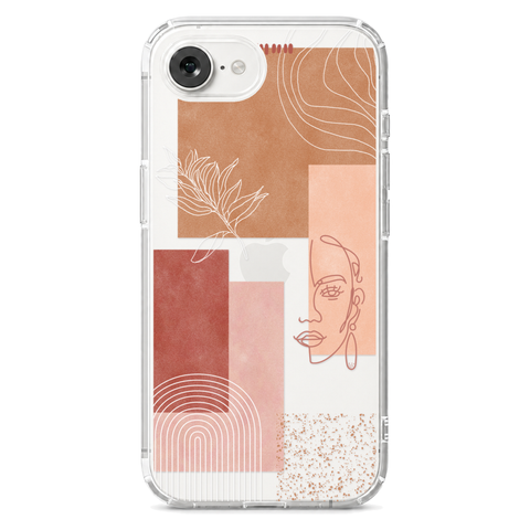 Rose Abstract Collage Clear Phone Case shown on iPhone 17e