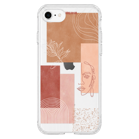 Rose Abstract Collage Clear Phone Case shown on iPhone 7/8