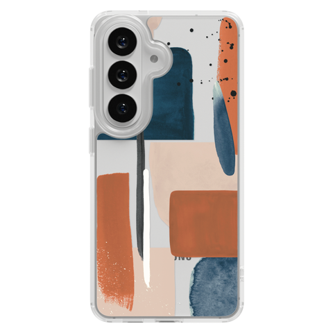 Rust Rose Navy Abstract Clear Phone Case shown on Galaxy S26