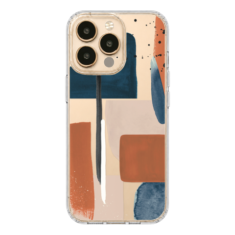 Rust Rose Navy Abstract Clear Phone Case shown on iPhone 13 Pro