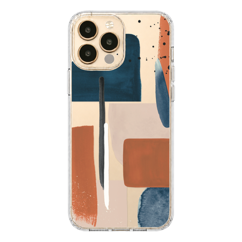 Rust Rose Navy Abstract Clear Phone Case shown on iPhone 13 Pro Max
