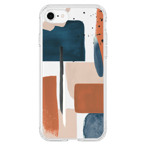 Rust Rose Navy Abstract Clear Phone Case shown on iPhone 7/8