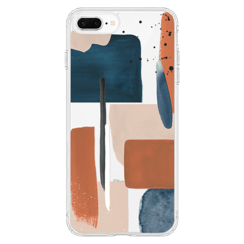 Rust Rose Navy Abstract Clear Phone Case shown on iPhone 7 Plus/8 Plus