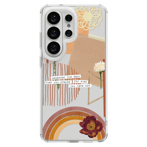 Rustic Abstract Collage Scraps Phone Case For iPhone 17 16 15 14 13 7 8 SE Galaxy S26 S25 shown on Galaxy S26 Ultra