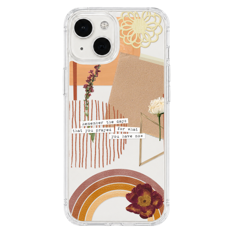Rustic Abstract Collage Scraps Phone Case For iPhone 17 16 15 14 13 7 8 SE Galaxy S26 S25 shown on iPhone 13 Mini