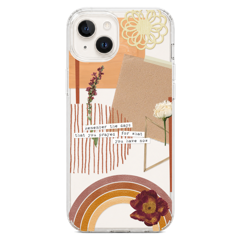 Rustic Abstract Collage Scraps Phone Case For iPhone 17 16 15 14 13 7 8 SE Galaxy S26 S25 shown on iPhone 14 Plus