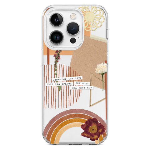 Rustic Abstract Collage Scraps Phone Case For iPhone 17 16 15 14 13 7 8 SE Galaxy S26 S25 shown on iPhone 14 Pro