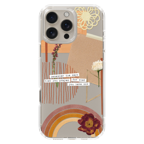 Rustic Abstract Collage Scraps Phone Case For iPhone 17 16 15 14 13 7 8 SE Galaxy S26 S25 shown on iPhone 16 Pro