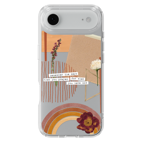 Rustic Abstract Collage Scraps Phone Case For iPhone 17 16 15 14 13 7 8 SE Galaxy S26 S25 shown on iPhone 17 Air
