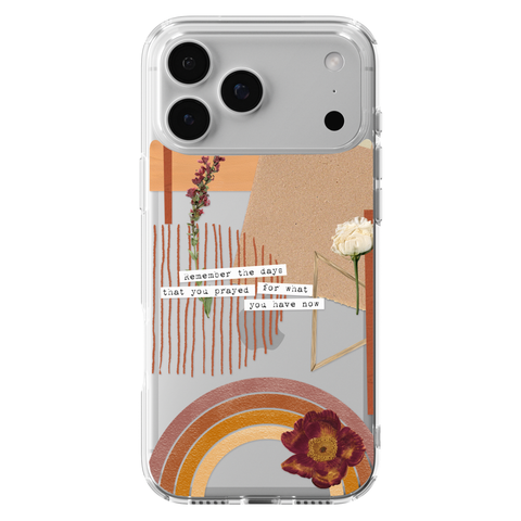Rustic Abstract Collage Scraps Phone Case For iPhone 17 16 15 14 13 7 8 SE Galaxy S26 S25 shown on iPhone 17 Pro Max