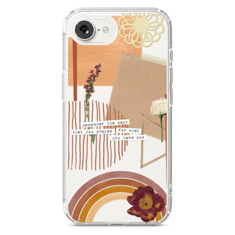 Rustic Abstract Collage Scraps Phone Case For iPhone 17 16 15 14 13 7 8 SE Galaxy S26 S25 shown on iPhone 17e