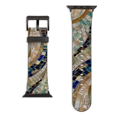 Sea Goddess Mosaic Print Apple Watch Band with Matte Black hardware