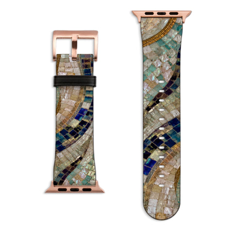 Sea Goddess Mosaic Print Apple Watch Band with Matte Rose Gold hardware