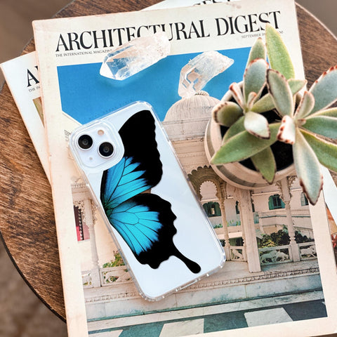 Blue Swallowtail Butterfly Wing Print Clear Phone Case - The Urban Flair (Feat)