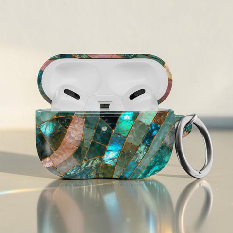 Teal Stained Glass Mosaic Print AirPods Case - The Urban Flair (Feat)