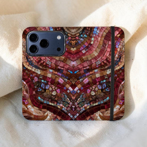 Red Garnet Stained Glass Print Wallet Phone Case - The Urban Flair (Feat)