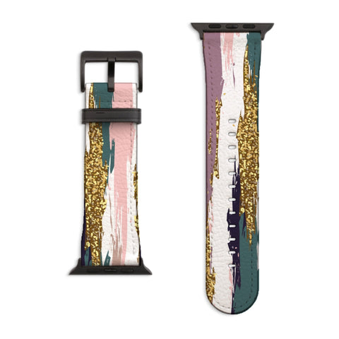 Modern Paint Strokes Apple Watch Band with Matte Black hardware