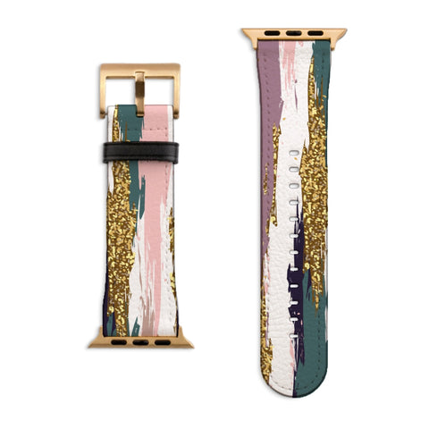Modern Paint Strokes Apple Watch Band with Matte Gold hardware