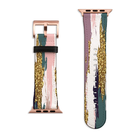 Modern Paint Strokes Apple Watch Band with Matte Rose Gold hardware