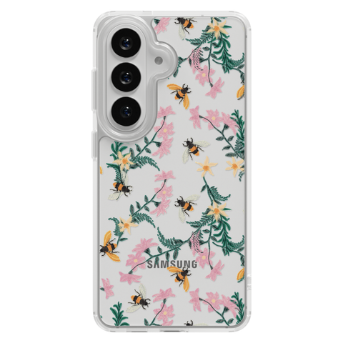 Stitched Bees Clear Phone Case shown on Galaxy S26 Plus