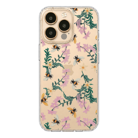 Stitched Bees Clear Phone Case shown on iPhone 13 Pro