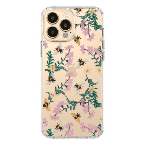 Stitched Bees Clear Phone Case shown on iPhone 13 Pro Max