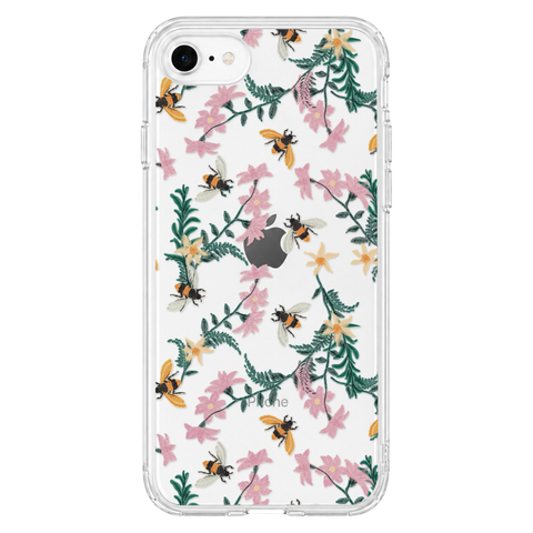 Stitched Bees Clear Phone Case shown on iPhone 7/8