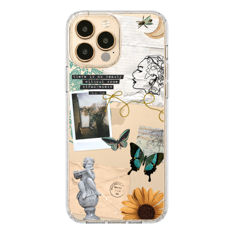 Strange Abstract Clippings Clear Phone Case shown on iPhone 13 Pro Max