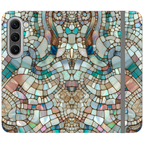 Mermaid Stained Glass Print Wallet Phone Case for Galaxy S23