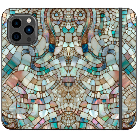 Mermaid Stained Glass Print Wallet Phone Case for iPhone 14 Pro Max