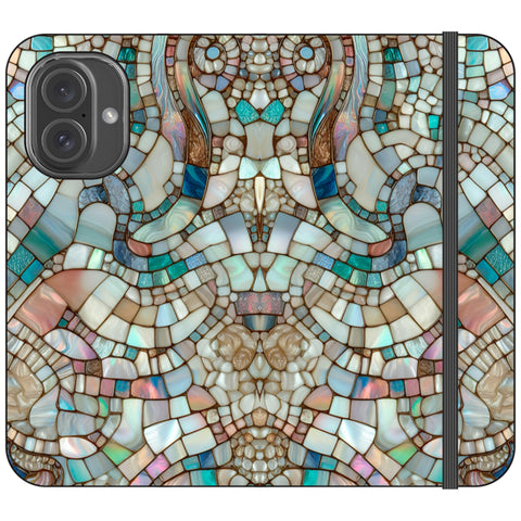 Mermaid Stained Glass Print Wallet Phone Case for iPhone 16