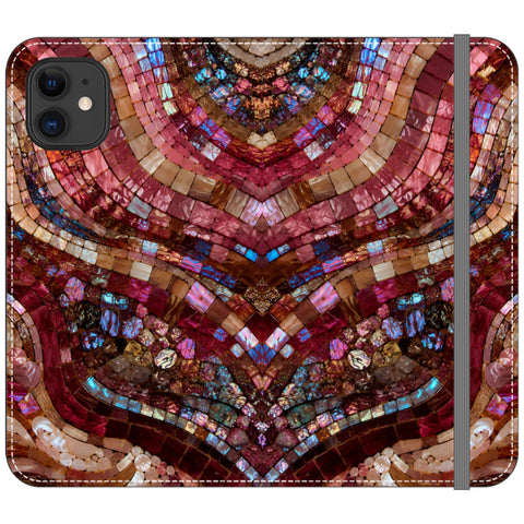 Red Garnet Stained Glass Print Wallet Phone Case for iPhone 11