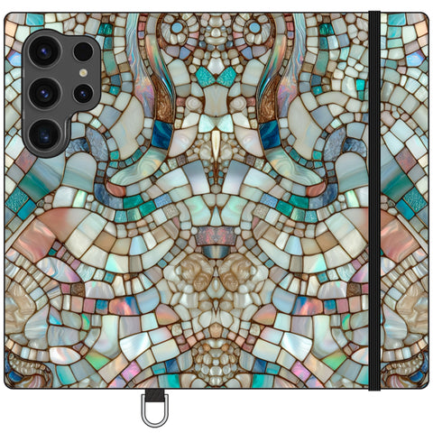 Mermaid Stained Glass Print Wallet Phone Case for Galaxy S24 Ultra