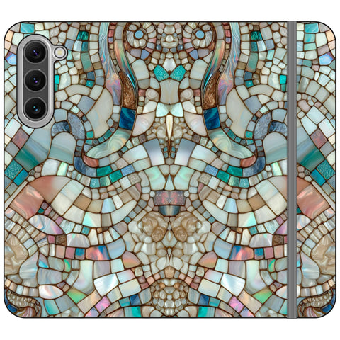 Mermaid Stained Glass Print Wallet Phone Case for Galaxy S23 Plus