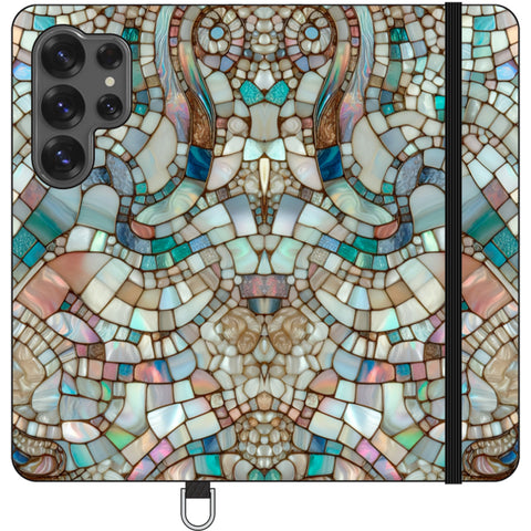 Mermaid Stained Glass Print Wallet Phone Case for Galaxy S25 Ultra