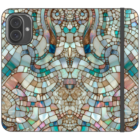Mermaid Stained Glass Print Wallet Phone Case for iPhone 16 Plus