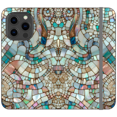 Mermaid Stained Glass Print Wallet Phone Case for iPhone 13 Pro