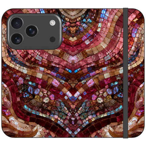 Red Garnet Stained Glass Print Wallet Phone Case for iPhone 17 Pro