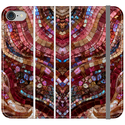 Red Garnet Stained Glass Print Wallet Phone Case for iPhone 7/8 and iPhone SE [2020/2022]