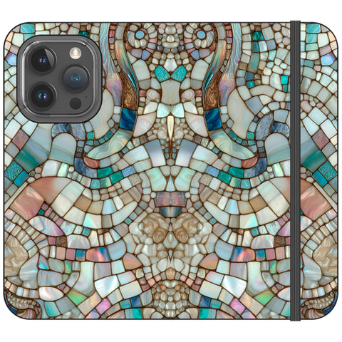 Mermaid Stained Glass Print Wallet Phone Case for iPhone 15 Pro