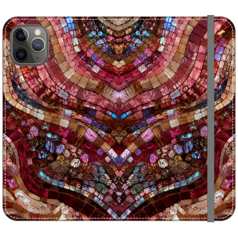 Red Garnet Stained Glass Print Wallet Phone Case for iPhone 11 Pro Max