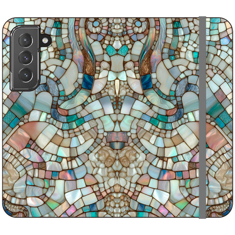 Mermaid Stained Glass Print Wallet Phone Case for Galaxy S22