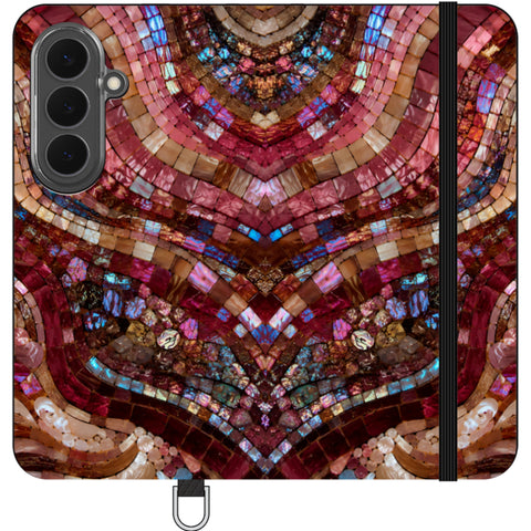 Red Garnet Stained Glass Print Wallet Phone Case for Galaxy S26