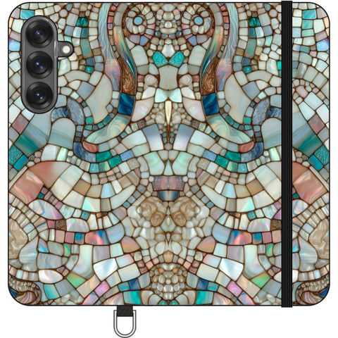 Mermaid Stained Glass Print Wallet Phone Case for Galaxy S25 Plus