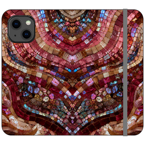 Red Garnet Stained Glass Print Wallet Phone Case for iPhone 13