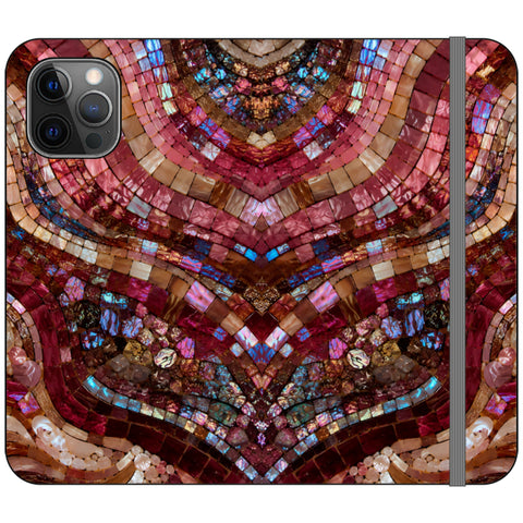 Red Garnet Stained Glass Print Wallet Phone Case for iPhone 12 Pro