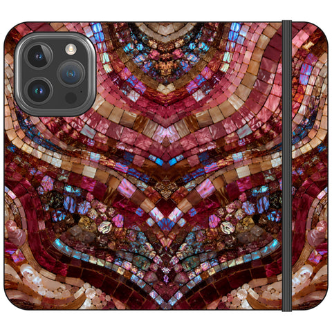Red Garnet Stained Glass Print Wallet Phone Case for iPhone 16 Pro