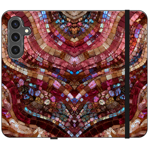 Red Garnet Stained Glass Print Wallet Phone Case for Galaxy S24
